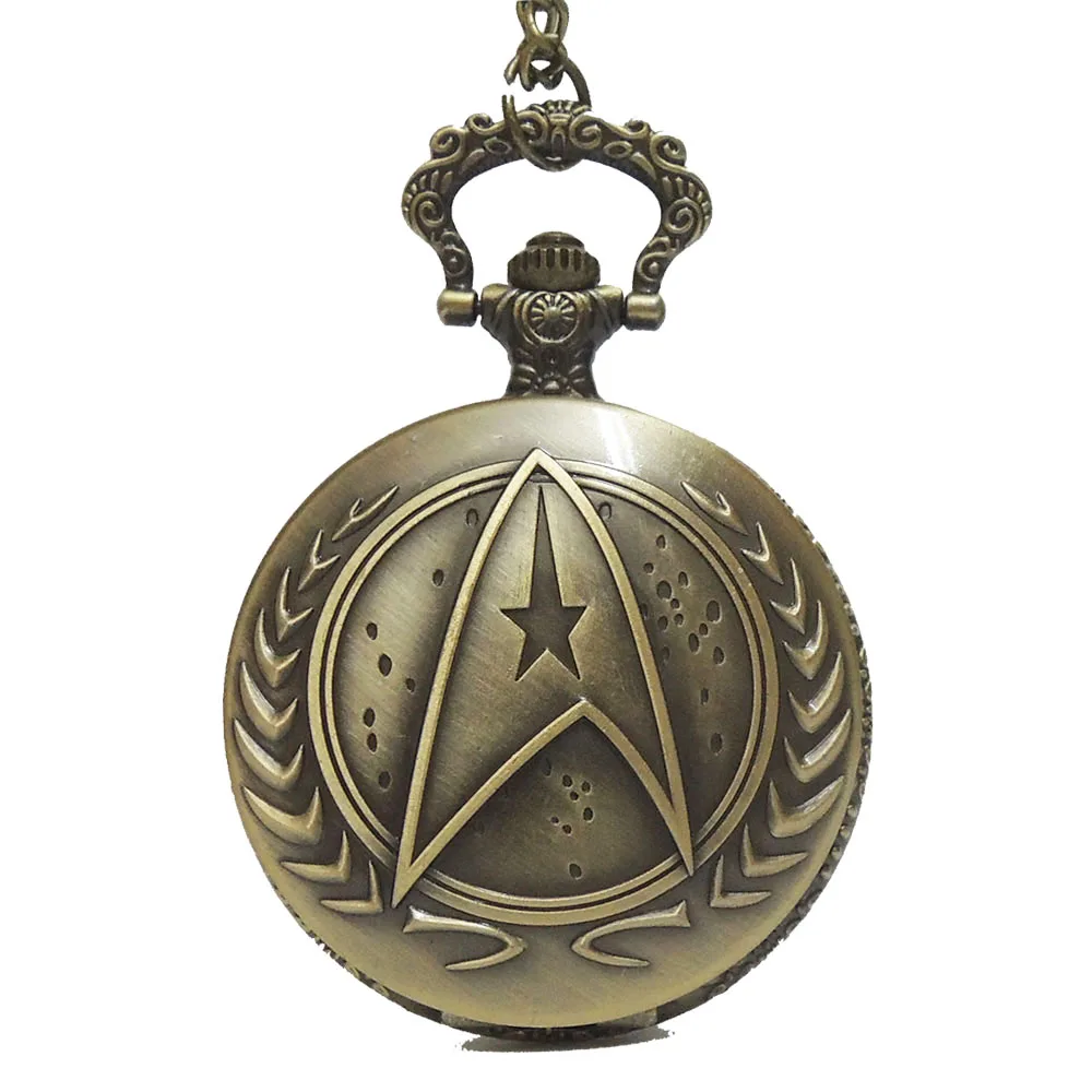 

Fashion Bronze Star Trek Star Fleet Dome Bronze Quartz Pocket Watch Analog Pendant Necklace Men Women Watches Chain Kids Gift