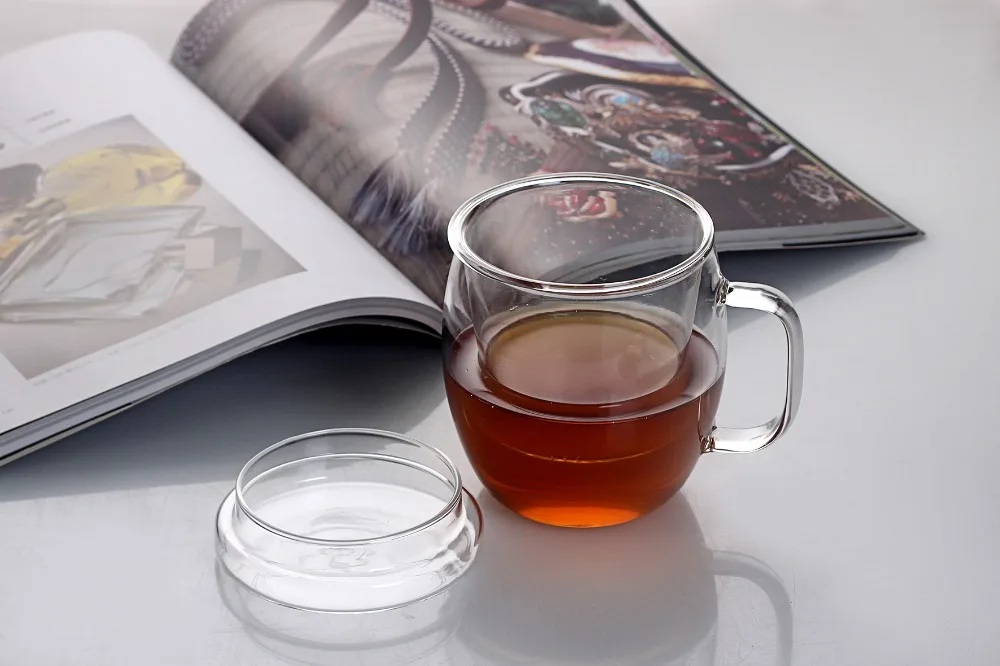 ELETON 500 мл 3 шт./компл. кружки из термостойкого стекла прозрачная чайная чашка с двойным фильтром с крышкой Творческий кофейная чашка, чашка, чайная чашка