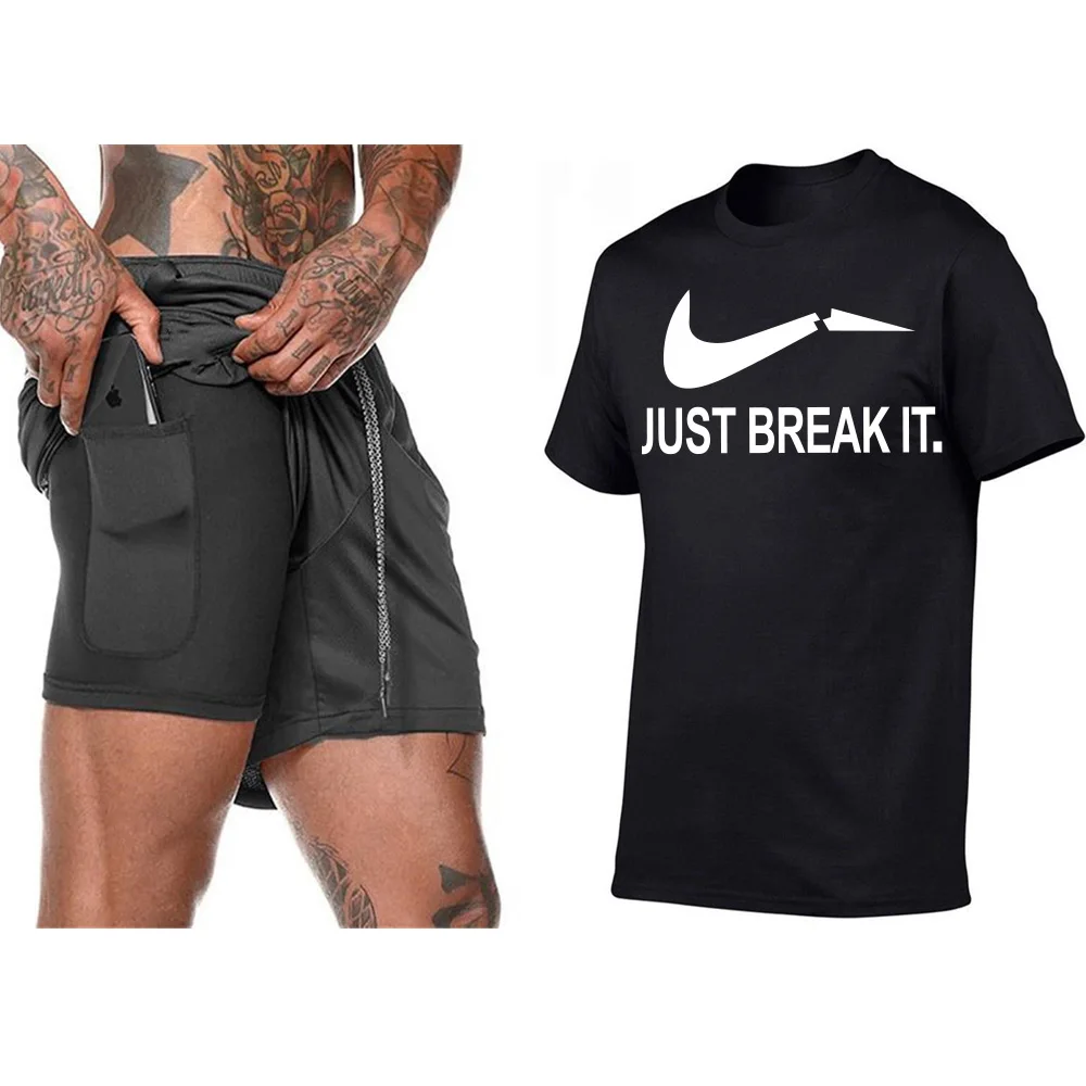 

New Summer Men T-Shirt suits Lastest 2019 Fashion Short Sleeve T-Shirt set Funny Tee Shirts O-Neck Cool Tops+fitness Shorts