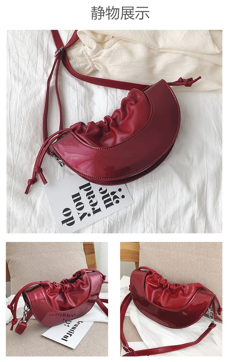 Niche design women's diagonal bag versatile fashion new shoulder slung simple soft surface half moon saddle bag