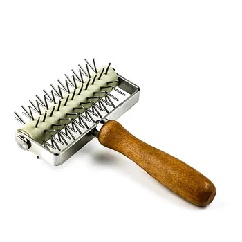 

Quality Baking Tools Pizza Cookies Dough Roller Pie Needle Wheels Cutter DIY Stainless Steel Wood Handle Sewing Machine Bread A