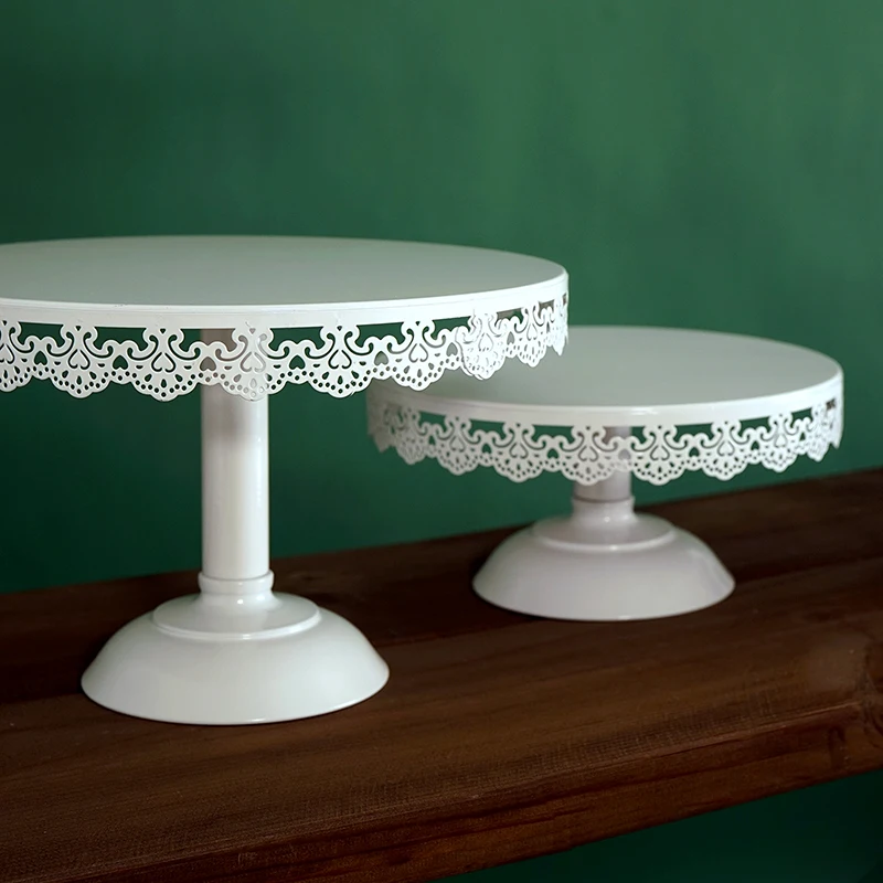 Белый десертный поднос кованая железная подставка под пирожные Свадебные реквизиты Европейский десертный стол украшения кружева торт тарелка