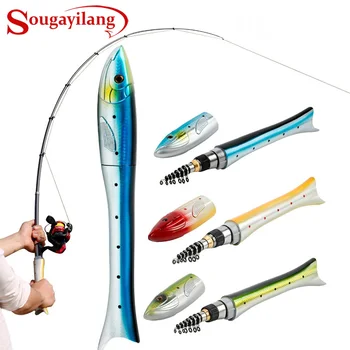 

Sougayilang 1.6m Mini Fishing Rod Fish Shaped Rod Carbon Telescopic Spinning Rods Casting Carp Rod Fishing Tackle Pole De Pesca