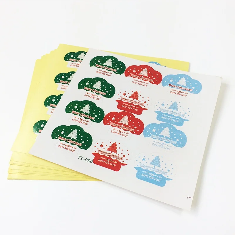 

1200pcs/lot Christmas Theme Crown Christmas tree Kraft paper Sticker for Handmade Products DIY multifunctional Gift seal label