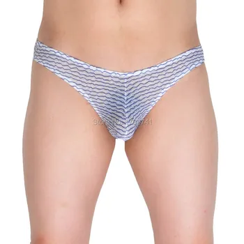 

Men's Translucent Jacquard Mesh Sexy Bikinis Briefs Bulge Pouch Male Underwear
