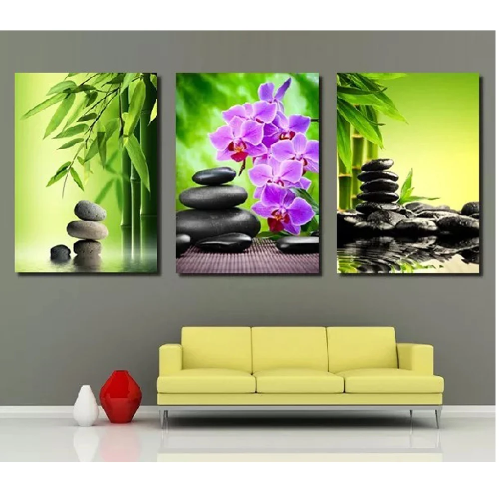 

Wall Embroidery Cross stitch Bamboo Stone Flower Diy Diamond Painting Full Mosaic Picture Pattern Cross Stitch Rhinestone R33