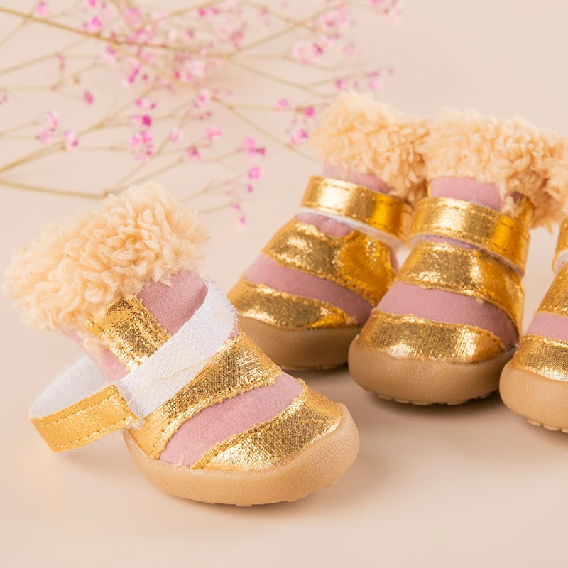 

Thick Winter Yorkie Shoes Casual Snow Boots Warm Pet Small Little Animal Waterproof Bichon Animal Drop Ship Dog Shoes 4pcs/set