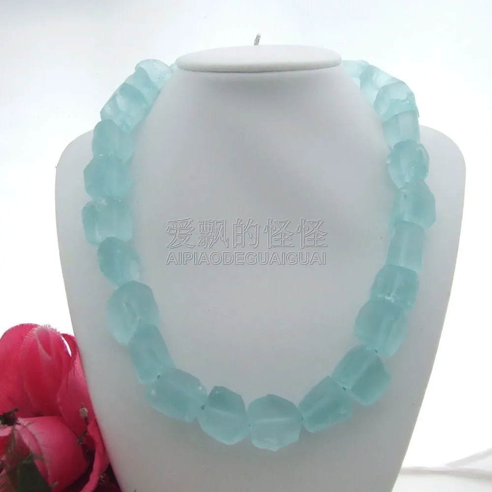 

Women's 20" Blue Faceted Amazonite Nugget Necklace