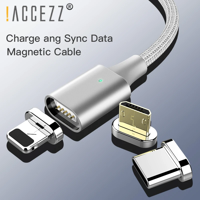 ! ACCEZZ المغناطيسي USB كابل شحن ل فون هواوي نوع C كابل المغناطيس شاحن البيانات تهمة المصغّر USB كابل الهاتف المحمول كابل
