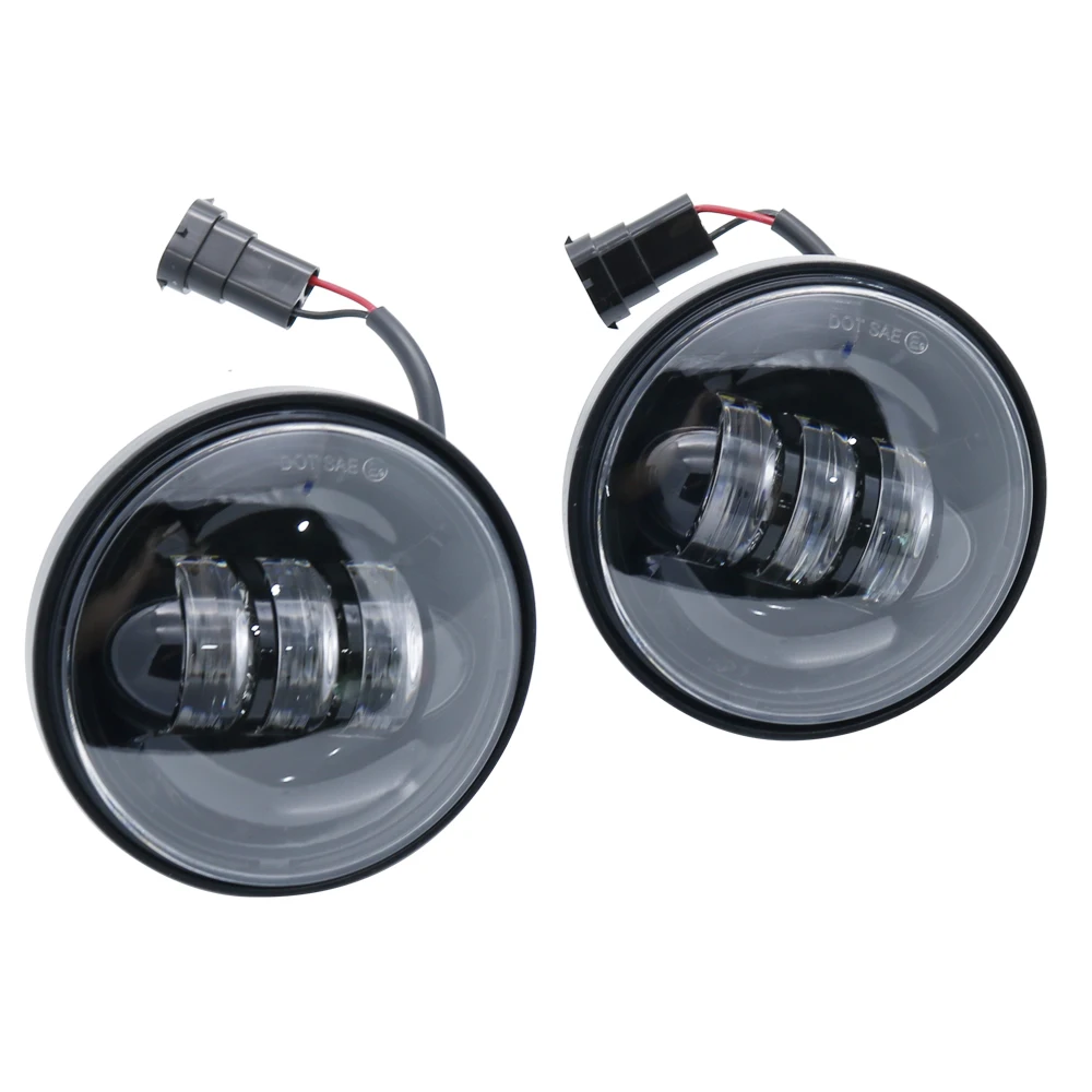 2PCS Chrome Black 4.5 Inch LED Passing Light Spot Driving Lamp LED Fog Lights for Harley Davidson Motorcycles 4.5 Lights (53)