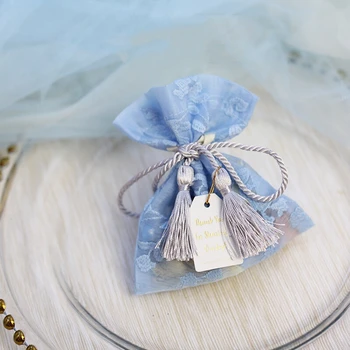 

100pcs lot Unique White Pink Blue Lace Chocolate holder party favour packaging custom candy bag personalized gift bags wedding