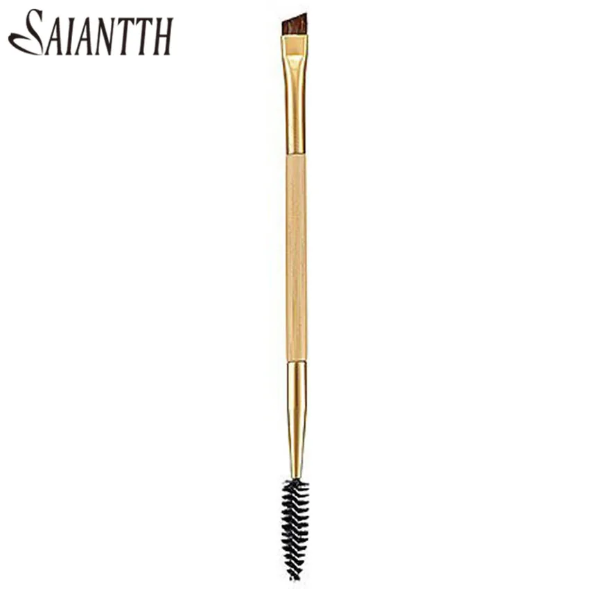 

SAIANTTH 2pcs bamboo handle Aluminum tube double head eyelashes brushes Eyebrow brush eyebrow pencil eyelash curls makeup beauty