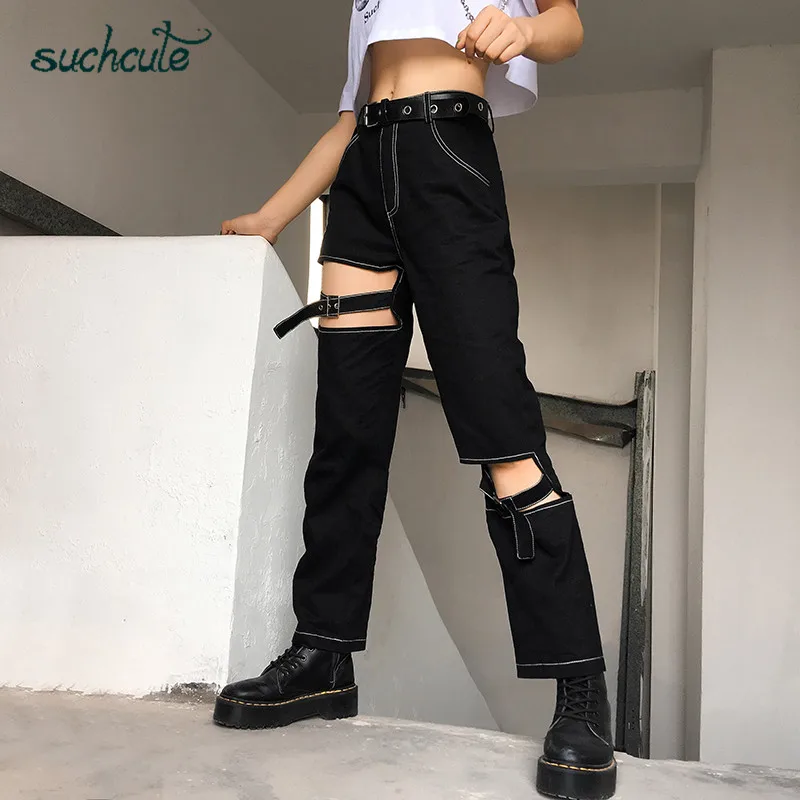 SUCHCUTE женские брюки в клетку плюс размер джинсы женские джоггеры одежда панк готический хиппи Harajuku корейский стиль пантолон брюки