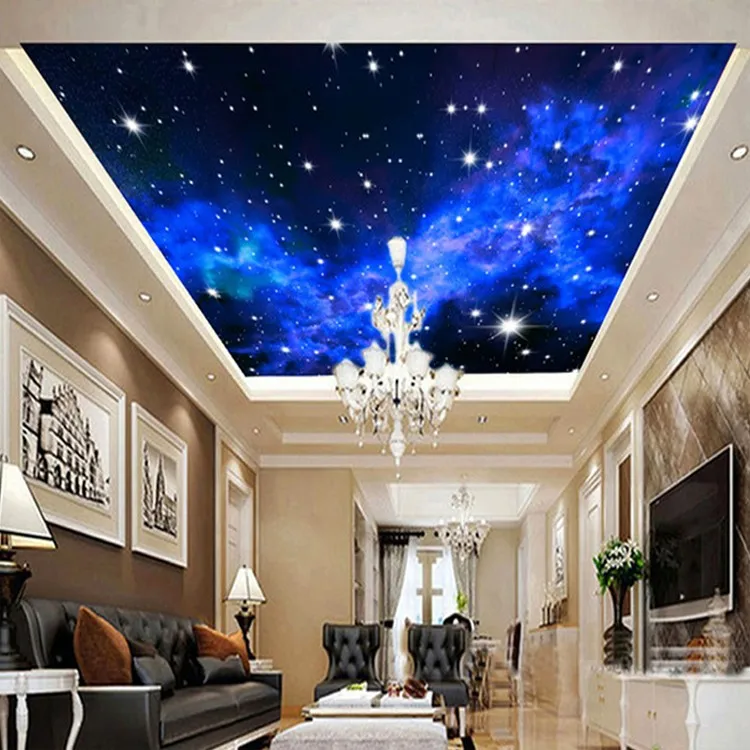 Пользовательские 3D стерео потолочные обои красивые звездное небо пейзаж Фреска отель Гостиная потолочные обои домашний Декор 3D