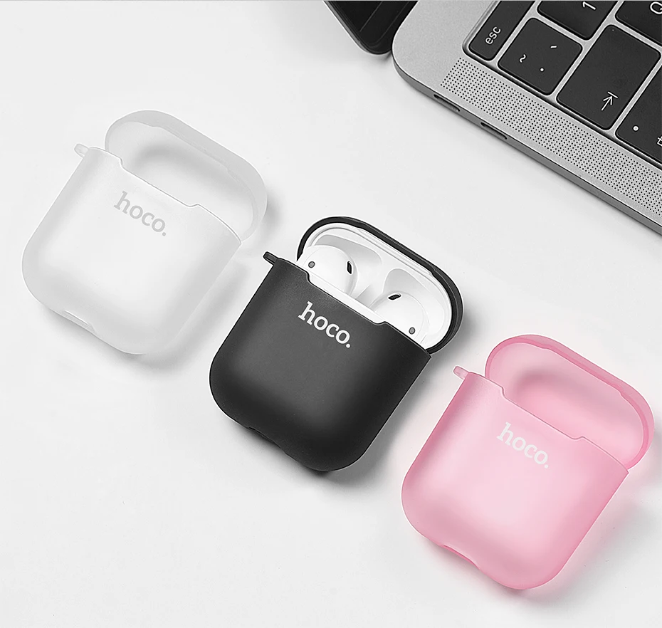 HOCO чехол для наушников для Apple Airpods, мягкий ТПУ чехол, цветной ультра тонкий прозрачный протектор для Air pods, bluetooth чехол для наушников