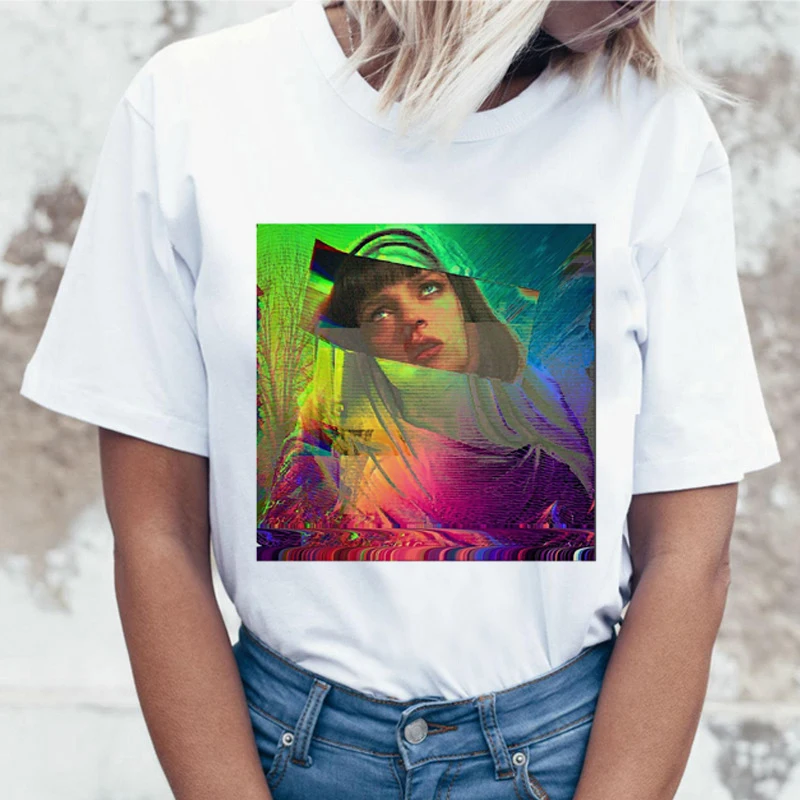 Эстетическая футболка Vaporwave Женская Футболка Harajuku Ullzang Meme забавная летняя с