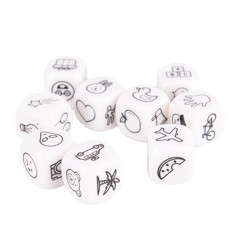 

Funny story dice game look picture telling a story cubes with metal box for family fun party board game