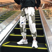 Fashion Casual Men's Pants Pants Spring And Autumn New M-5XL Camouflage Loose Nine Pants White Personality Youth Popular