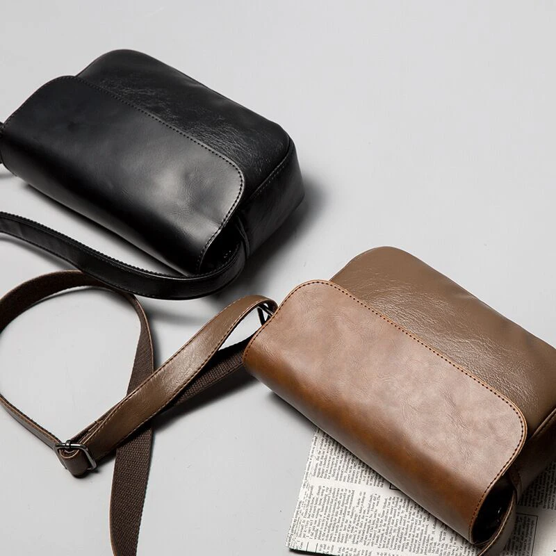 

Travel Bag WEIXIER PU Leather Business Bag Men's Vintage Men Shoulder Casual Bag Fashion Wild Quality Shoulder Travel Simple Bag