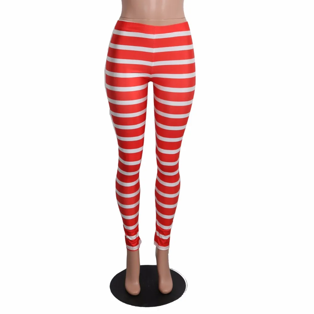 Women's red and white striped leggings Clearance