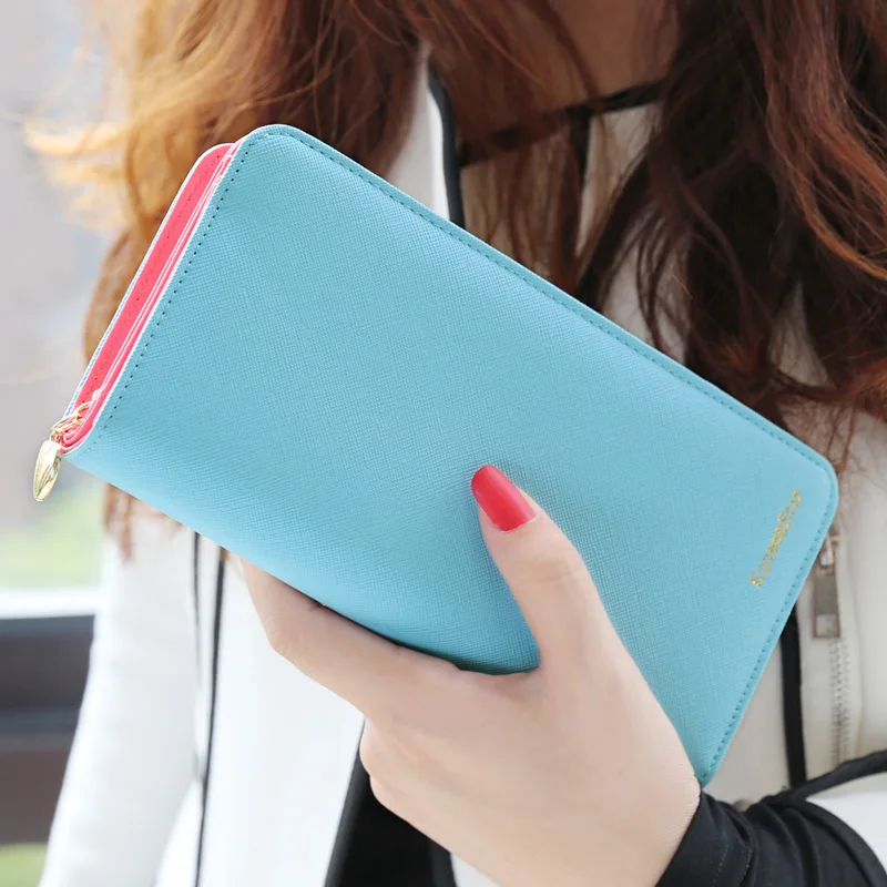  New arrival women wallet carteira   fashion  CONTRAST COLOR double-folded wallets  clutch women's long style purse freeshiping 
