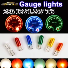 Carro calibre de luz 286 t5 halogênio painel bulbo 12v1.2w w1.2w claro vermelho azul amarelo vidro instrumento lâmpada luzes do carro-estilo (10 pçs)