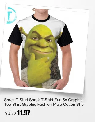 Shrek T Shrek Collage T-Shrek, 100 полиэстер, короткий рукав, графическая футболка, мужская, негабаритная, смешная, с принтом, Повседневная футболка