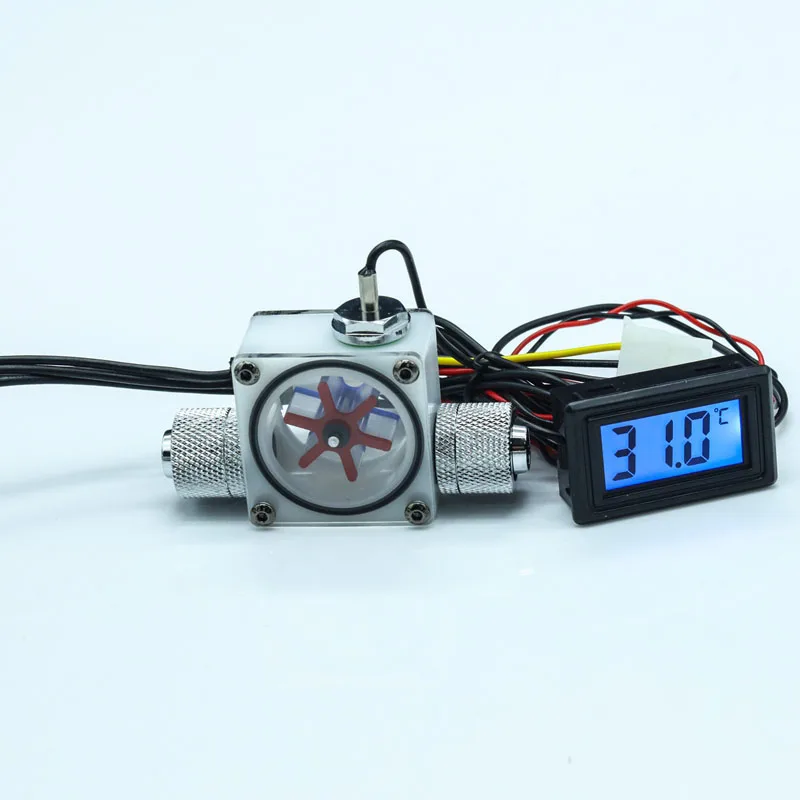 

FREEZEMOD Computer water cooling water flow indicator with fittings + digital thermometer. WDXS-TZ2