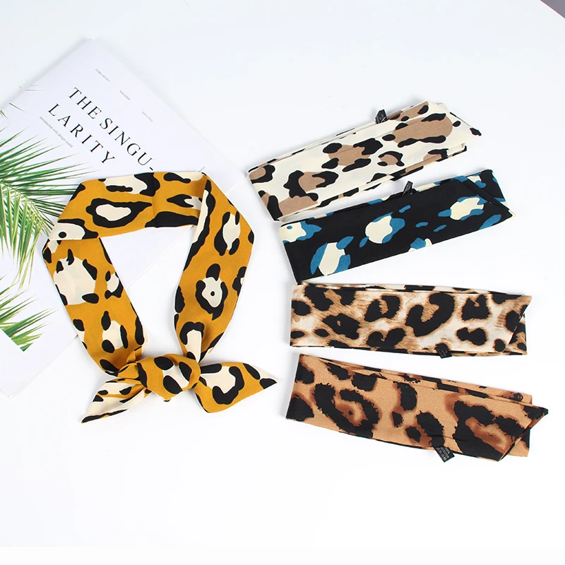 

Fashion Leopard design small ribbon scarf women's neck scarves neckerchief multi-use leopard scarfs hairband handbag wraps