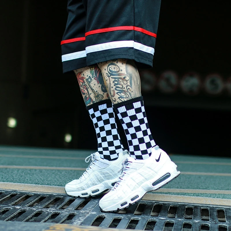 unisex Street skateboard striped socks Harajuku Meias fashion Plaid Hip-hop street dance skateboard stockings  Mens Women Socks