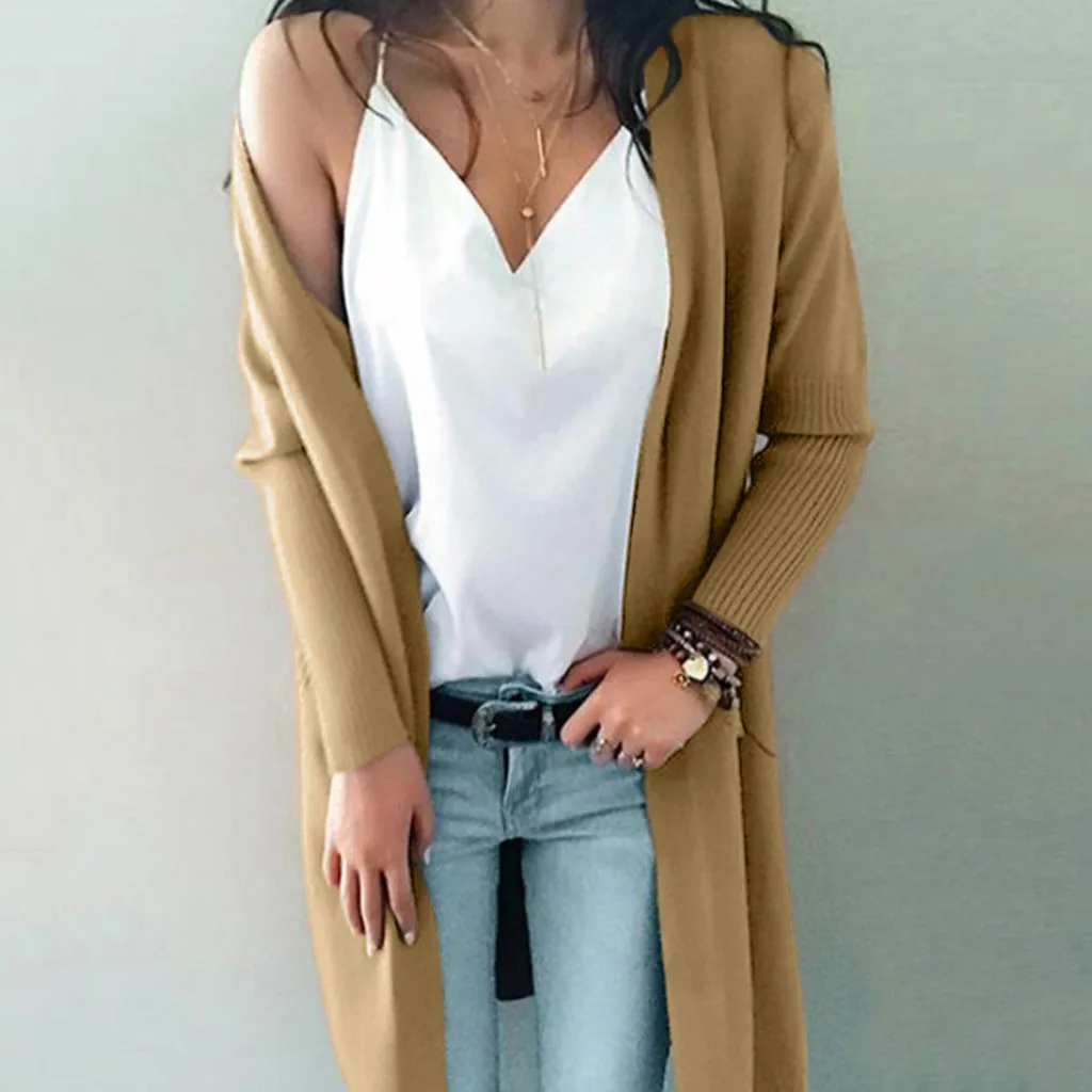

Autumn Winter High Quality Coat Women Long Sleeve Solid Loose Cardigan Plus Size Coat Female Knitted Sweater Tops Blouse #718