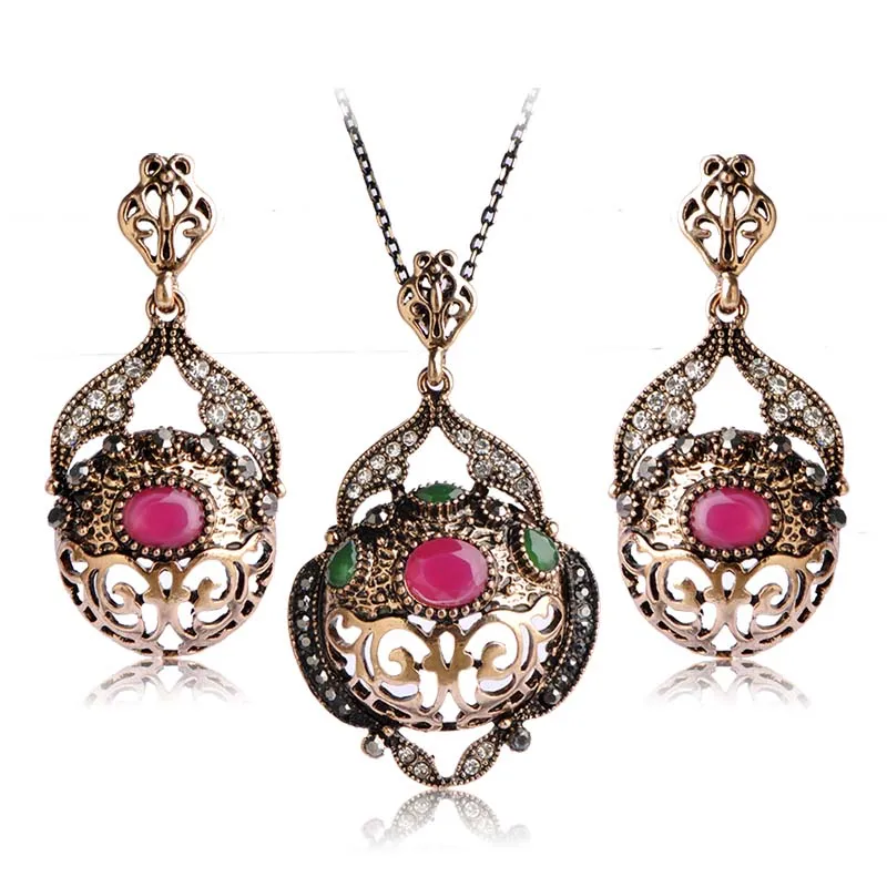 Серьги с кулоном камнем &quotКоролевский стиль&quot под старину.|set necklace|jewelry set
