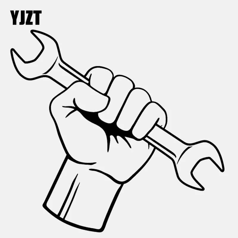 YJZT 12.3CM*11.7CM Fist Holding A Wrench Vinly Window Decoration Car Sticker C22-0466 | Автомобили и мотоциклы