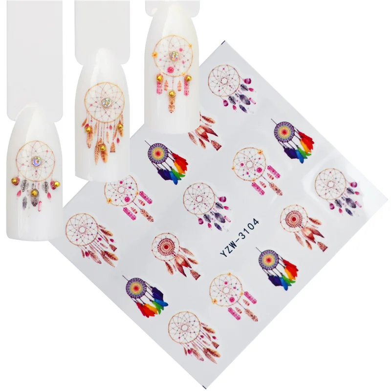 

WUF 1 Sheet Water Decals Slider Summer Horse/Rose/Flower/Wolf/Dream Catcher Watermark Nail Sticker Wraps Manicure