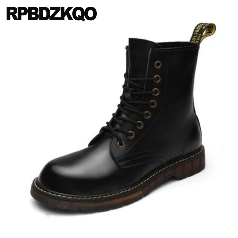 

Vintage Shoes Mens Winter Boots Warm Black Combat Non Slip Fall Ankle Chunky Burgundy Army Lace Up Autumn Military Platform Fur