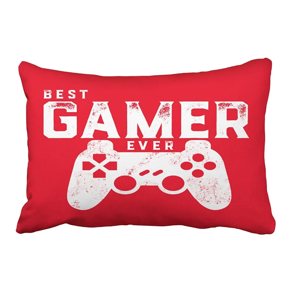 

Funny Best Gamer Ever Gaming Pillow Case Cover Cool Red Video Games Rectangle Pillowcase Soft Pillows Sham Bedding Gifts 20*30