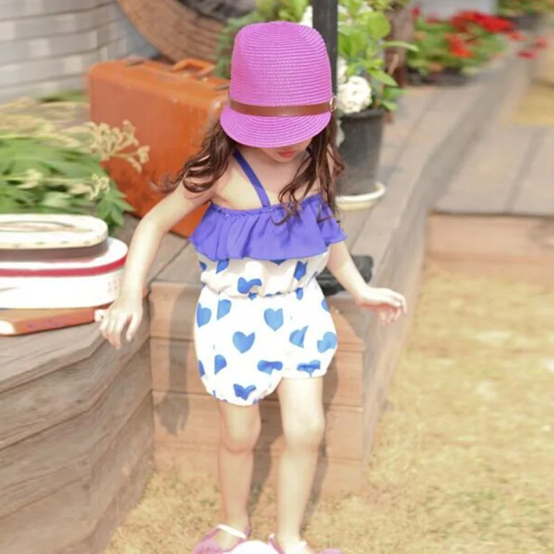 

Baby Girls Kids Harem Pants Short Trousers Chiffon Heart Pattern Jumpsuit