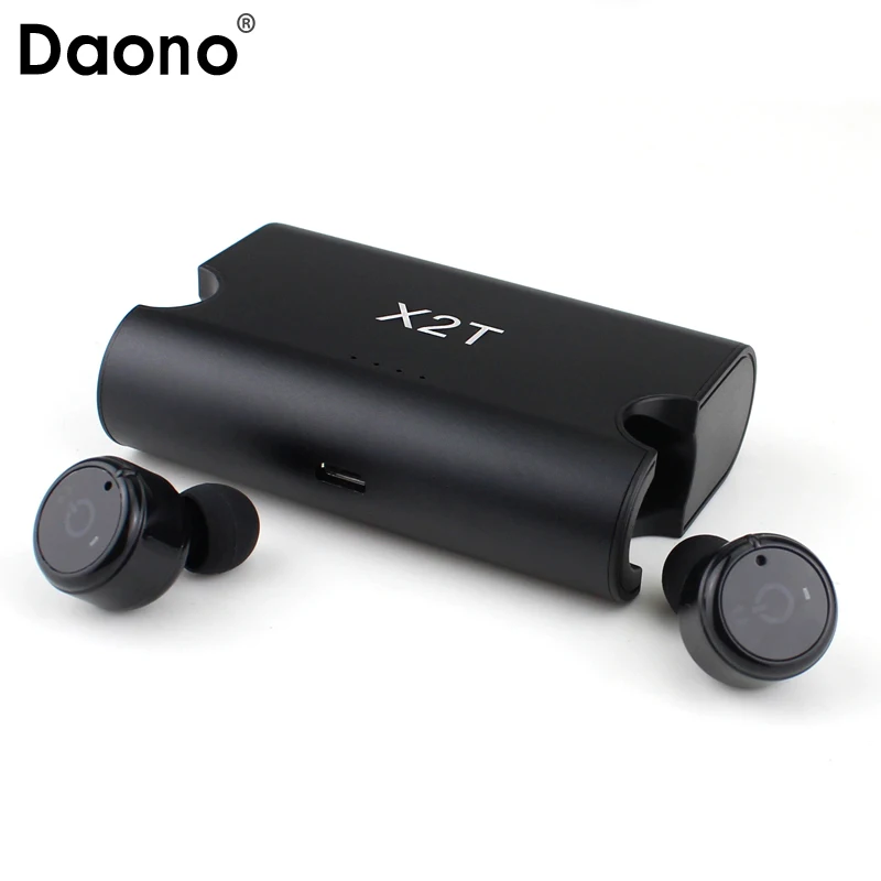 Daono x2t True Стерео Bluetooth Наушники Mini v4.2 близнецов СПЦ Спорт Беспроводной наушники с зарядным устройством окне Sweatproof В ухо гарнитура