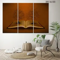 Стены книги по искусству холст фотографии HD печатает плакат 3 Панель исламский Аллах Коран книга символ живопись исследование спальня