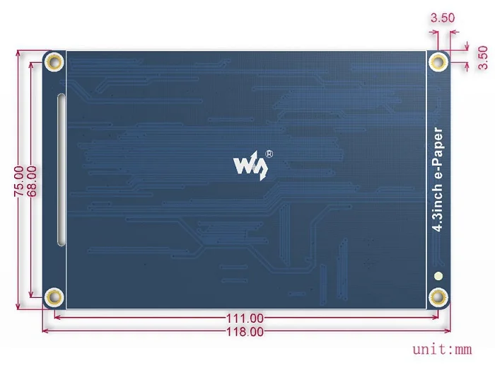 Waveshare 4,3 дюймов e-paper UART модуль E-ink lcd дисплей, разрешение 800x600, 4 серый уровень дисплей Геометрическая графика, текст, изображения