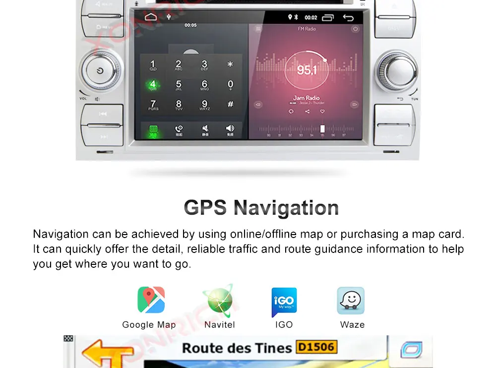 Clearance Car Multimedia Player Android 8.0 Car GPS Navi Autoradio 2 Din 7 Inch For Ford/Mondeo/Focus/Transit/C-MAX/S-MAX/Fiesta 4GB RAM 18