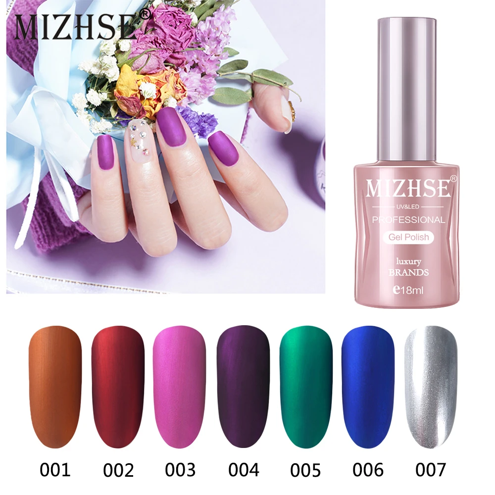 

MIZHSE 18ML Gel Polish Matte Color Top Coat Semi Permanent Gel Lacquer UV LED Long Lasting Gel Nails Polish Sliver Gel Needed