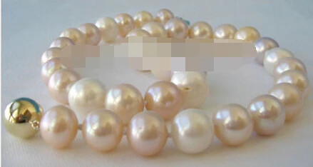 

ddh003810 AAA+ 18" 12-14mm natural multicolor round freshwater pearl necklace -14k gold clasp