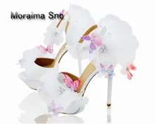 Moraima Snc brand clogs shoes pumps lace white bride wedding shoes flower butterfly design pumps 14 cm high heels shoes women Moraima Snc brand clogs shoes pumps lace white bride wedding shoes flower butterfly design pumps 14 cm high heels shoes women