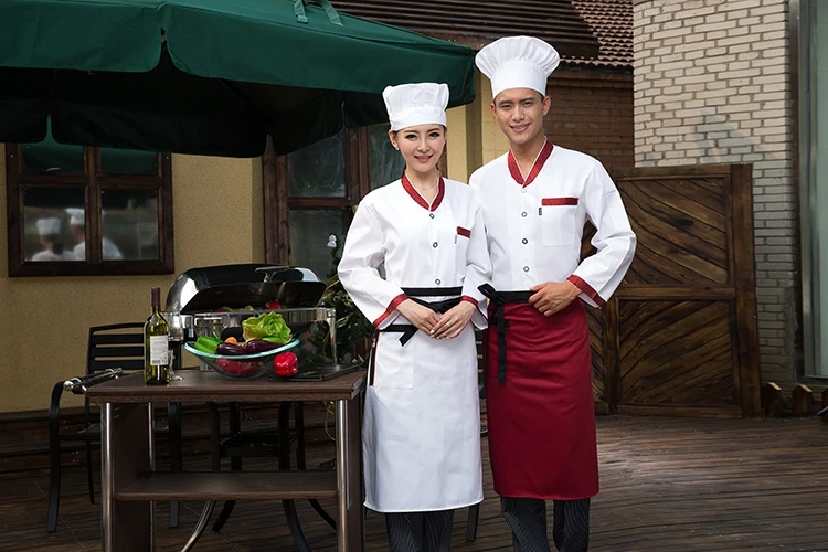 С длинным рукавом Западной пирог Кухня шеф-повар куртка Для мужчин Для женщин Ресторан Кук clothong спецодеждой Спецодежда для общепита