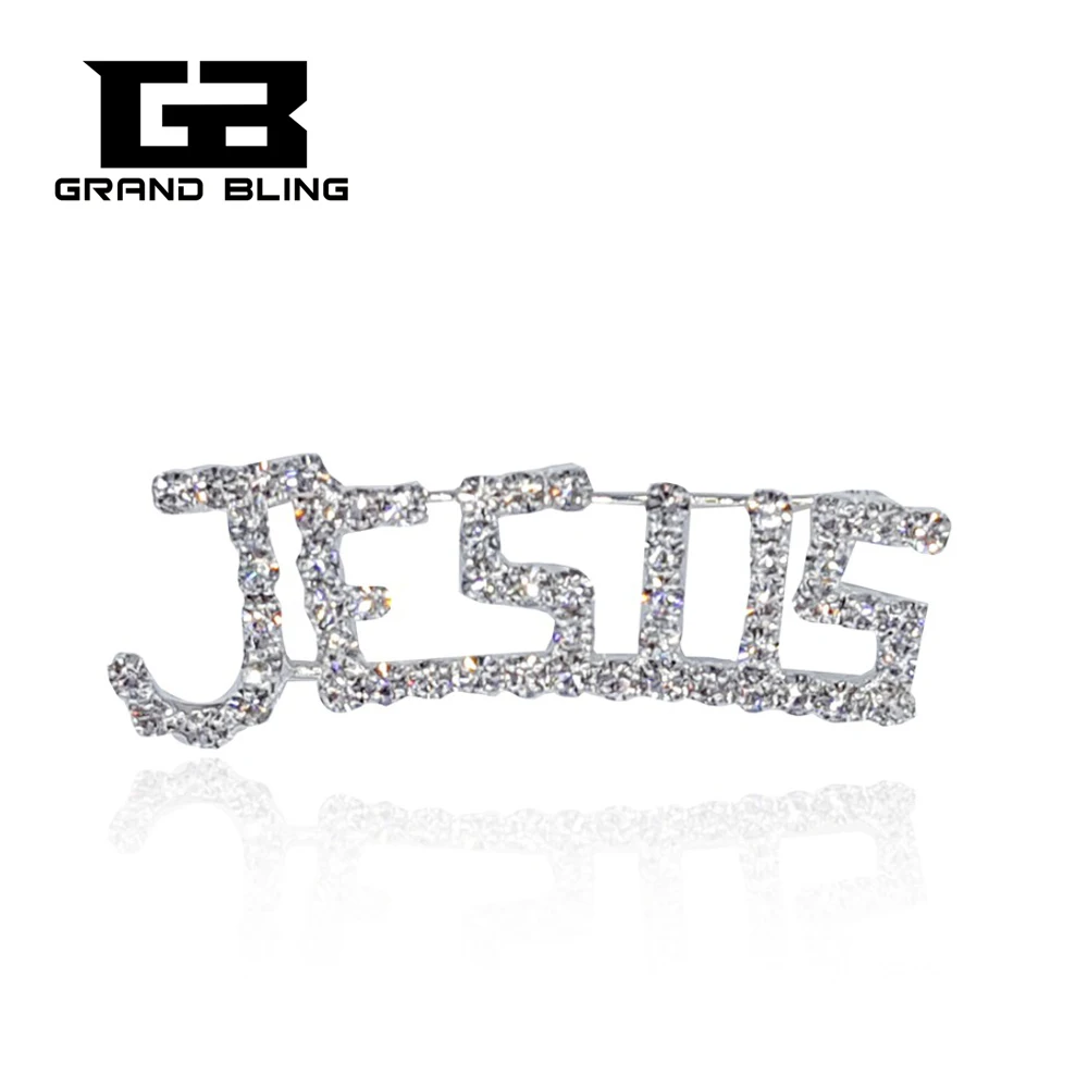 

Fancy Design Hand-made Rhinestone JESUS Brooch Pins BlingBling Unique Gift
