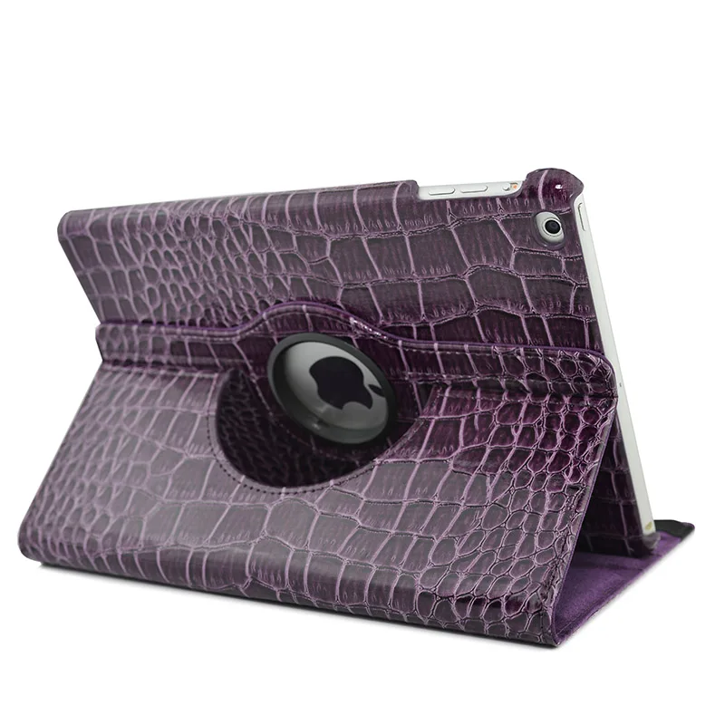 Горячая, крокодиловый узор/виноград шаблон PU кожа 360 Вращающийся чехол для Apple iPad Air/Air 2, для нового iPad 9,7 9,7" - Цвет: purple-crocodile