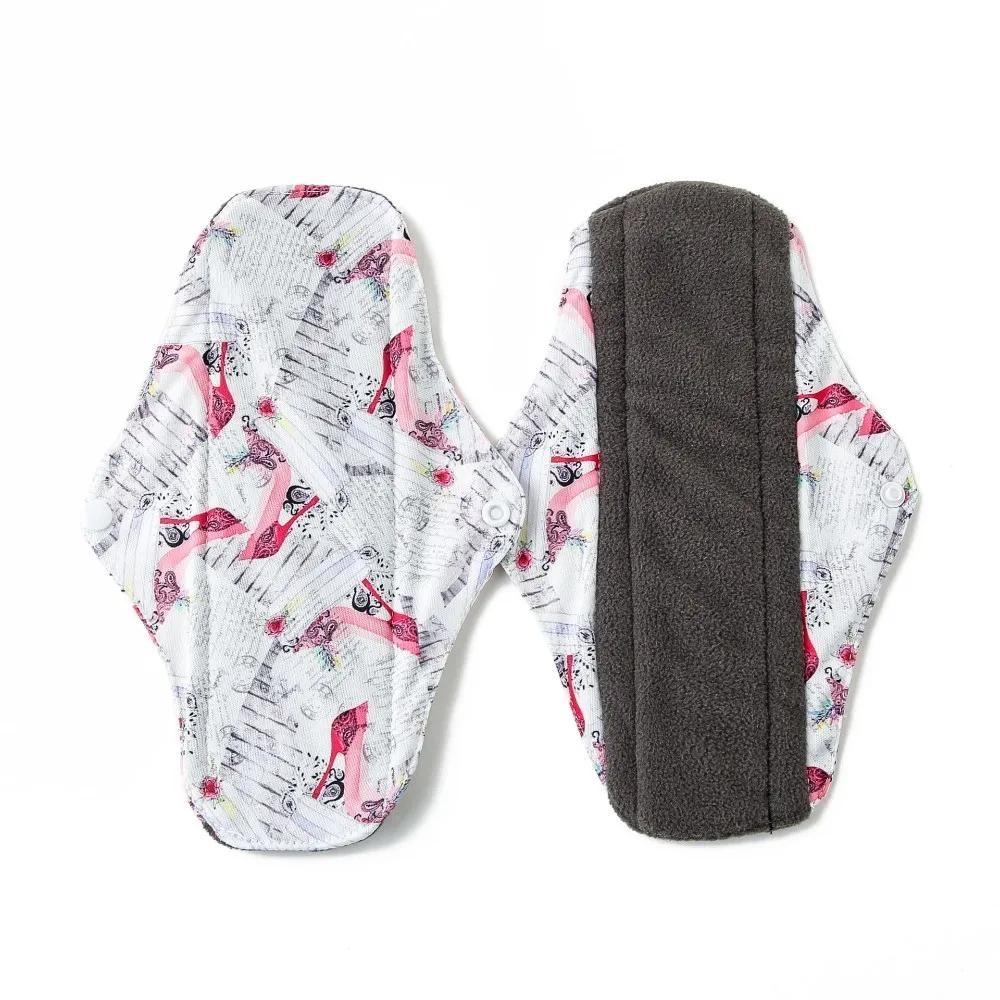 

2019 bamboo charcoal fleece inner cloth menstrual pads for regular flow, women reusable napkin pads 10