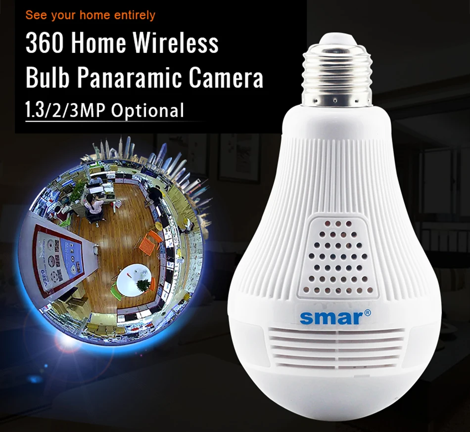 Smar 3MP 2MP 1.3MP Wireless IP Camera 3D VR Mini Panoramic Camera 1.44mm FishEye Lens 360 Degree Home Wifi Security Camera CCTV (1)