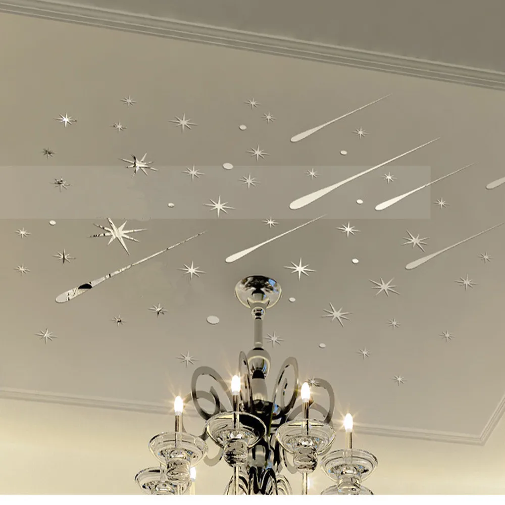 1 Set Acrylic Mirror Wall Sticker For Kids Meteor Star Ceiling